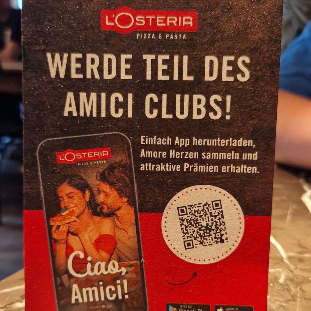 Kundenkarten in der Gastronomie: L'Osteria Fallbeispiel 20 LOsteria Amici Flyer